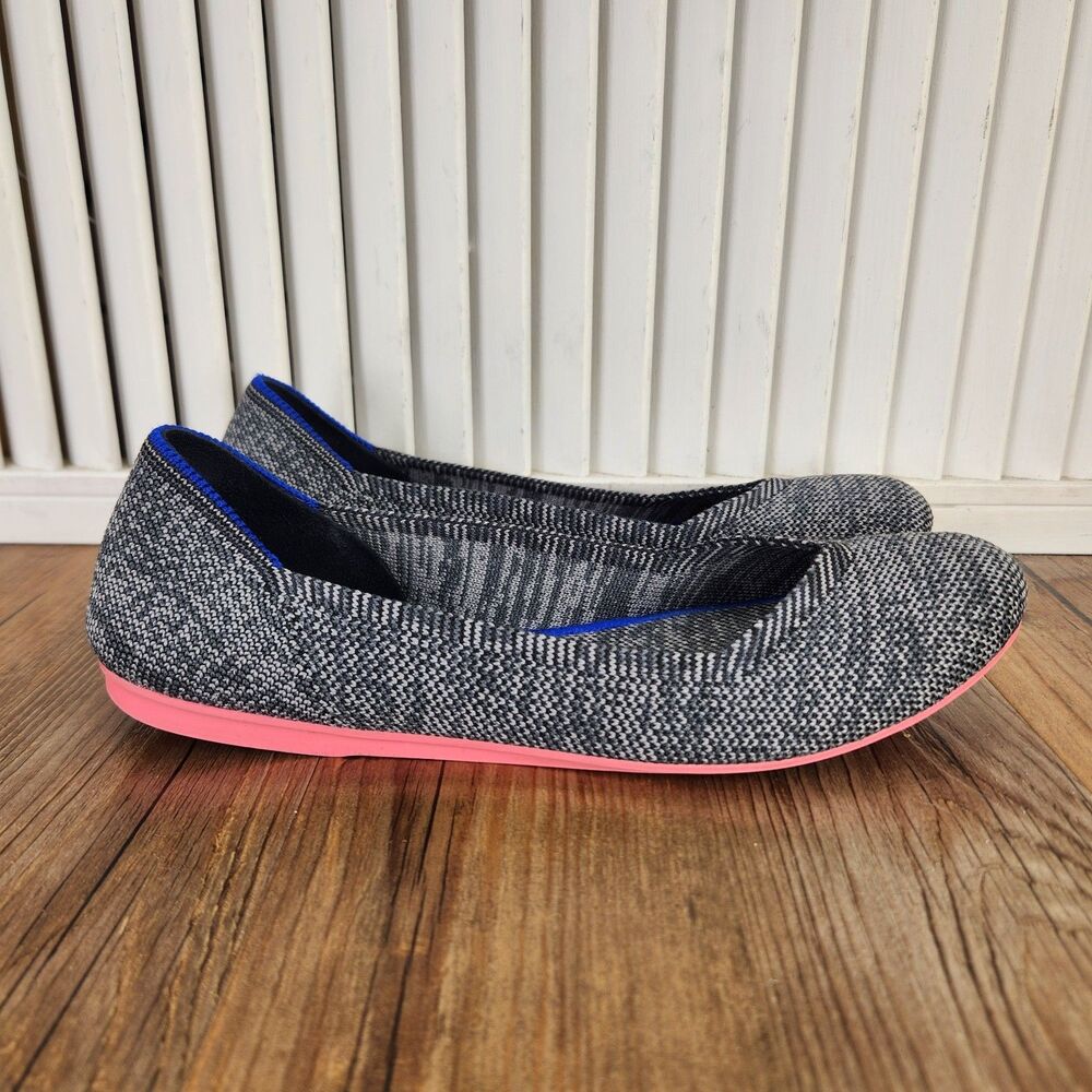 Rothy's The Flat Birdseye Charcoal Gray Knit Ballet Flats Womens 6 Slip On Shoes